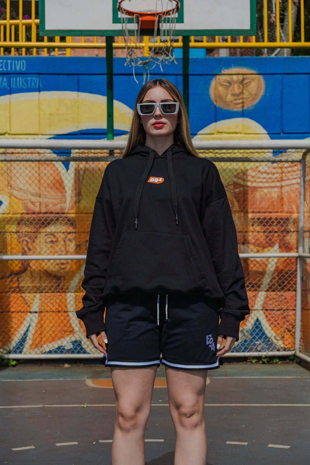 Short vintage fundamentals negro con bordado Blanco